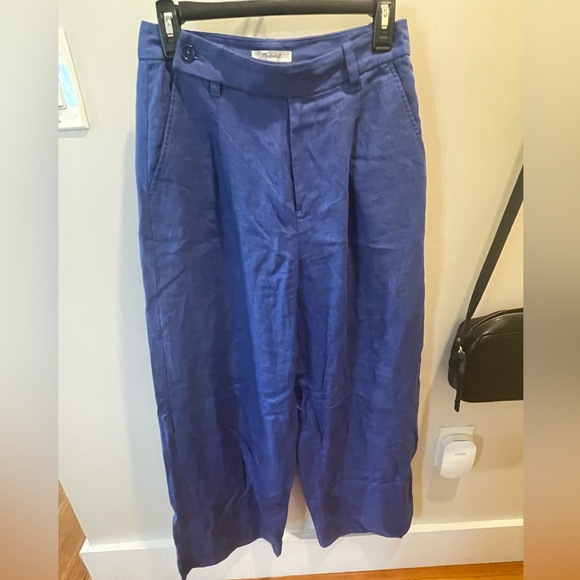 Madewell Harlow Pant in 100% Linen - Blue - Picture 3 of 6
